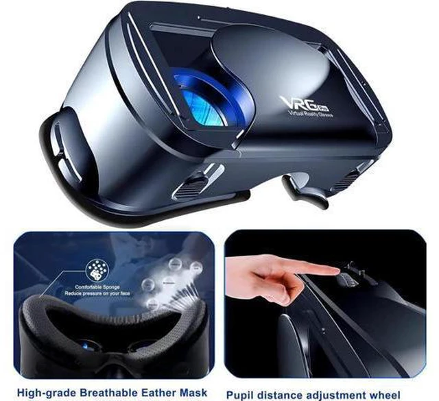 Alt view image 5 of 7 - WISDUM 3D VR Headset for Cellphone, Adjustable Virtual Reality 3D VR Glasses Headset Helmets, Compatible 5.0-7.0 inch i-Phone & Android Smartphones with Controller, for Watching 3D VR Content (Black)