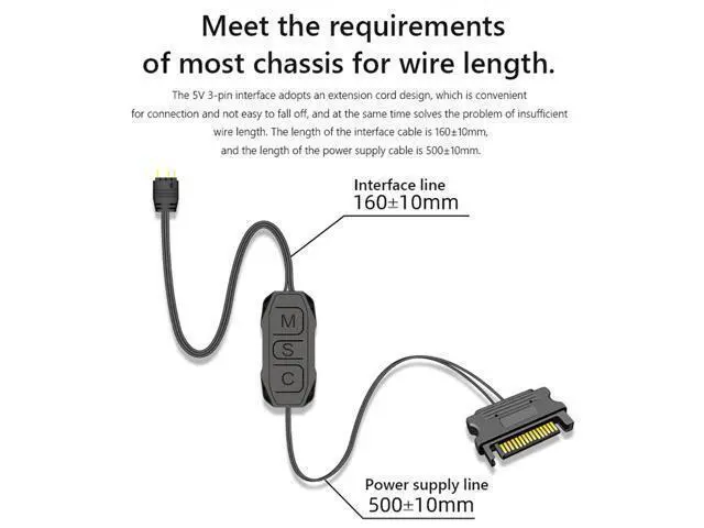 Alt view image 6 of 7 - Weastlinks AR-1 RGB Controller Cable 5V 3 Pin 3pin to SATA ARGB Mini Controller HUB Adapter for PC Fan Cooling Fan Light Strip
