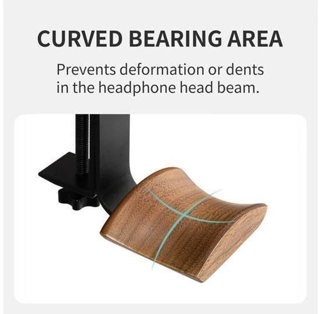 Alt view image 4 of 7 - Headphone Holder with 6cm Wide Walnut Headrest,Adjustable Clamp-on Headset Stand Desk Headset Holder for Over Ear and Gaming