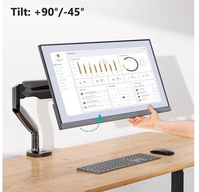 Alt view image 5 of 5 - WALI Single Monitor Arm, Gas Spring Single Monitor Mount up to 35 inches and 26.4 lbs, Heavy Duty Monitor Arm Desk Mount, Ultrawide Monitor Mount Desk with C Clamp and Grommet Base (GSMP001XL), Black