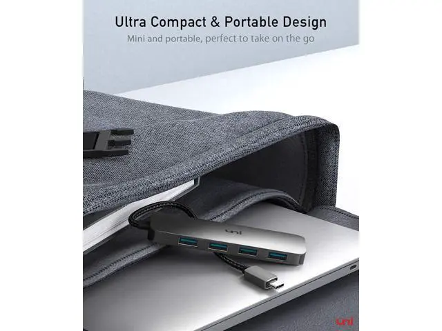 Alt view image 7 of 7 - uni USB C to USB Hub 4 Ports, Aluminum USB Type C to USB Adapter with 4 USB 3.0 Ports, Thunderbolt 3 to Multiport USB 3.0 Hub Adapter for MacBook Pro/Air 2020/2019, iPad Pro, Dell, Chromebook and more