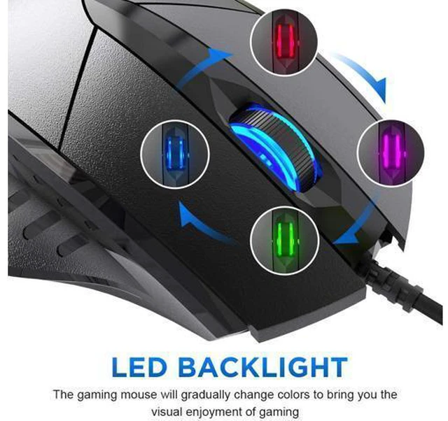 Alt view image 5 of 7 - Inphic Wired USB Mouse, Silent Click and Optical Tracking,1200DPI, 3-Button, Corded Mouse for PC Computer Laptop MacBook Office, Black
