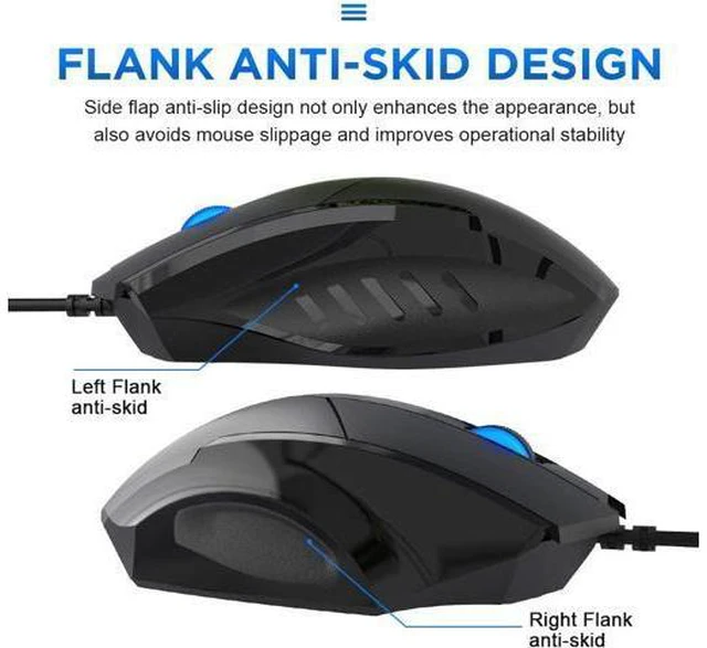 Alt view image 6 of 7 - Inphic Wired USB Mouse, Silent Click and Optical Tracking,1200DPI, 3-Button, Corded Mouse for PC Computer Laptop MacBook Office, Black