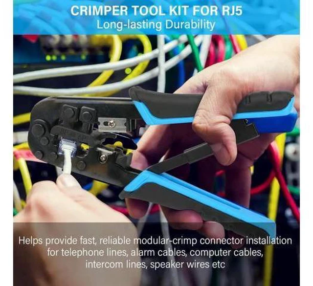 Alt view image 7 of 7 - RJ45 Crimp Tool Kit, 50 PCS RJ45 Connectors, 50 PCS Covers, 1 Cat5 Cat5e Ethernet Crimping Tool, 1 RJ45 Tester and 1 Mini Wire Stripper, RJ11, 6P/ RJ12, 8P/ RJ45 Crimp Tool Set