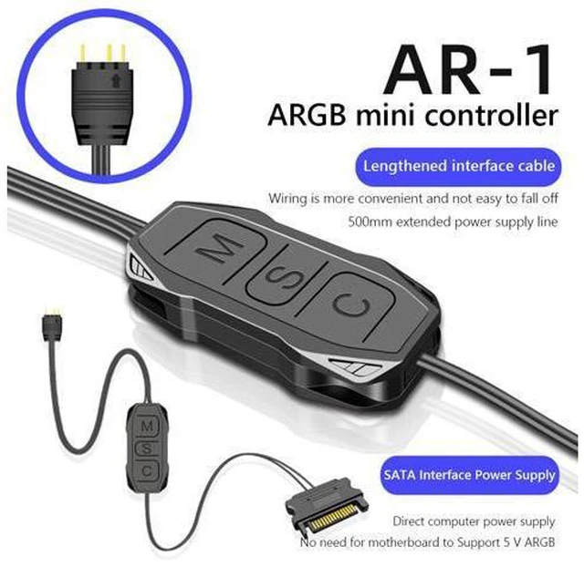 Main image of Weastlinks AR-1 RGB Controller Cable 5V 3 Pin 3pin to SATA ARGB Mini Controller HUB Adapter for PC Fan Cooling Fan Light Strip