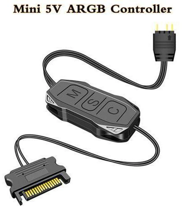 Alt view image 5 of 7 - Weastlinks AR-1 RGB Controller Cable 5V 3 Pin 3pin to SATA ARGB Mini Controller HUB Adapter for PC Fan Cooling Fan Light Strip