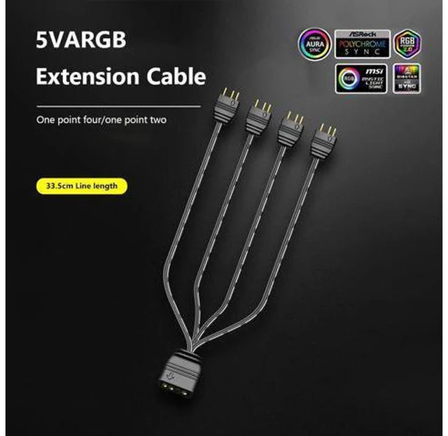 Alt view image 7 of 7 - Weastlinks AR-1 RGB Controller Cable 5V 3 Pin 3pin to SATA ARGB Mini Controller HUB Adapter for PC Fan Cooling Fan Light Strip