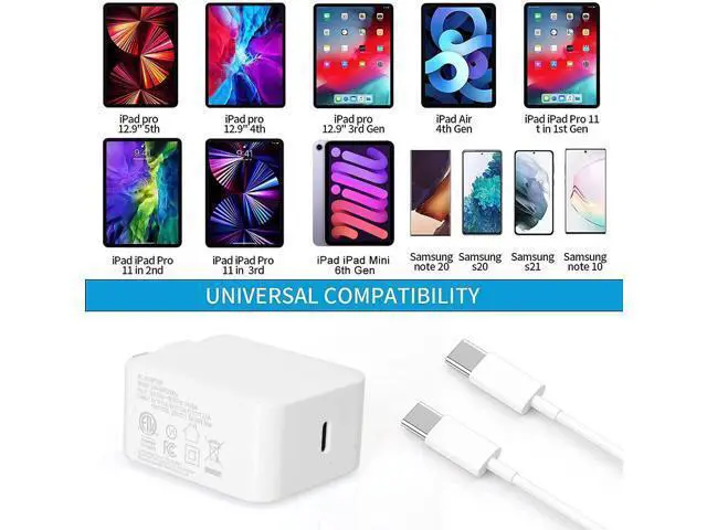 Alt view image 6 of 7 - 30w USB-C Fast Charger, Compatible with MacBook Air M1 13.3 Inch /13 Inch 2018/2019/2020, MacBook 12 Inch 2015/2016/2017, iPad Pro/Air/Mini,Inclued 6.6ft USB-C Charger Cable