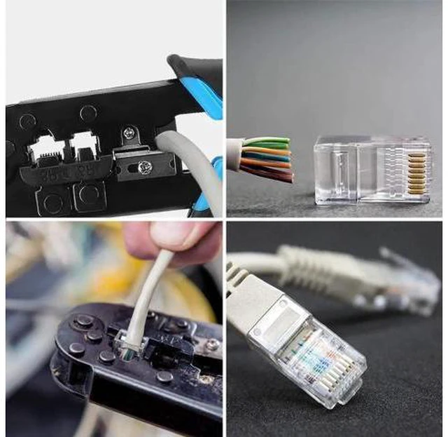 Alt view image 2 of 7 - RJ45 Crimp Tool Kit, 50 PCS RJ45 Connectors, 50 PCS Covers, 1 Cat5 Cat5e Ethernet Crimping Tool, 1 RJ45 Tester and 1 Mini Wire Stripper, RJ11, 6P/ RJ12, 8P/ RJ45 Crimp Tool Set