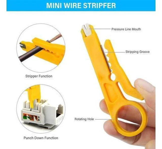 Alt view image 3 of 7 - RJ45 Crimp Tool Kit, 50 PCS RJ45 Connectors, 50 PCS Covers, 1 Cat5 Cat5e Ethernet Crimping Tool, 1 RJ45 Tester and 1 Mini Wire Stripper, RJ11, 6P/ RJ12, 8P/ RJ45 Crimp Tool Set
