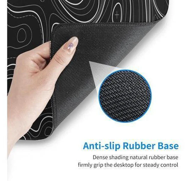 Alt view image 5 of 7 - Large Gaming Mouse Pad Black Topographic Contour Mouse Pad Extended XL Long Mousepad Big Desk Mat with Stitched Edges & Nonslip Rubber Base for Company Office Work 31.5 X 11.8 Inch