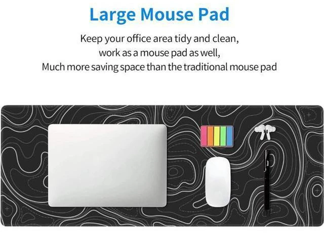 Alt view image 6 of 7 - Large Gaming Mouse Pad Black Topographic Contour Mouse Pad Extended XL Long Mousepad Big Desk Mat with Stitched Edges & Nonslip Rubber Base for Company Office Work 31.5 X 11.8 Inch