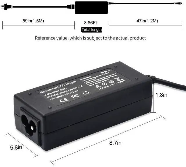 Alt view image 3 of 7 - 45W 19.5V 2.31A Laptop Charger Compatible with Dell Inspiron 11/13/14/15/17 3000 5000 7000 3147 3168 5378 7779 p69g p55f p25t p66f p58f p51f p47f p24t p57g p35e p75f p28e p32e AC Adapter Power Cord