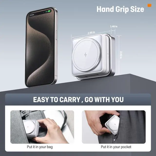 Alt view image 2 of 7 - 2026 UpgradedWireless Charger 3 in 1, Foldable Wireless Charging Station with Light for Apple MagSafe Charger, Travel Magnetic Charger for iPhone 17/16/15/14/13/12 Apple Watch AirPods (20W Adapter)