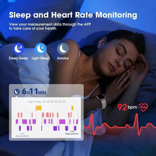 Alt view image 6 of 7 - Fitness Tracker Watch with Heart Rate, Activity Tracker, Pedometer Watch