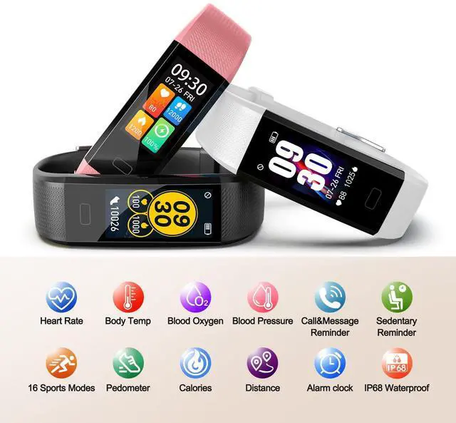 Alt view image 2 of 7 - Fitness Tracker with Step/Distance/Calories Counter, Activity Tracker with Heart Rate Monitor, Slim Style Watch IP68 Waterproof, Sleep Monitor Tracker, Pedometer Watch for Women Men Kids