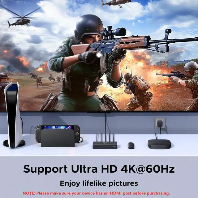 Alt view image 3 of 7 - HDMI Switch 3 in 1 Out, 4K@60Hz, with Remote, HDR10+, 3D, Dolby