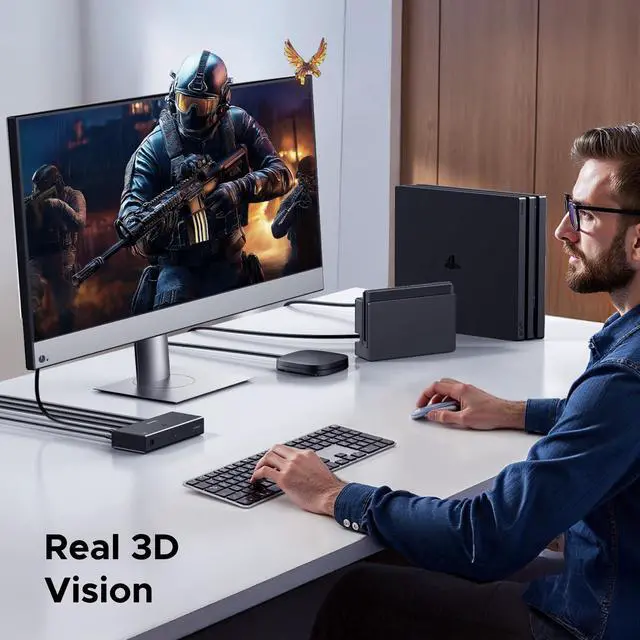 Alt view image 6 of 7 - HDMI Switch 3 in 1 Out, 4K@60Hz, with Remote, HDR10+, 3D, Dolby