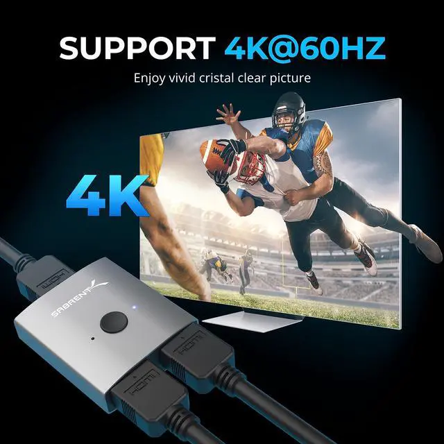 Alt view image 5 of 6 - HDMI Switch 2-in-1, 4K@60Hz, HDR & 3D Support (DA-HSW2)