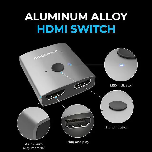 Alt view image 6 of 6 - HDMI Switch 2-in-1, 4K@60Hz, HDR & 3D Support (DA-HSW2)