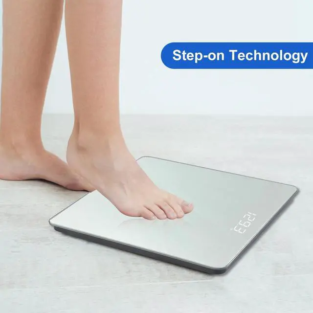 Alt view image 3 of 7 - Bathroom Scale for Body Weight, Precision 0.1lb by Our Professional Factory Since 2001, Weight Scale LED Display and Step-On, 3*AAA Batteries Included, 400lb/182kg, Silver