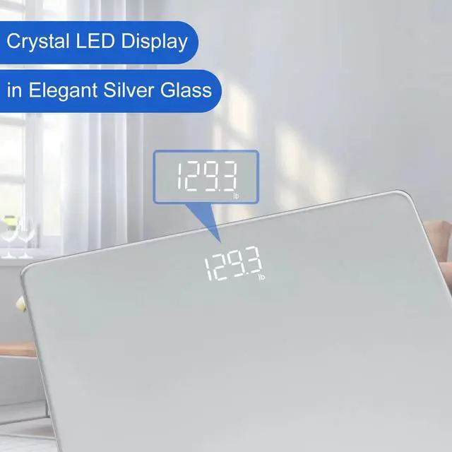 Alt view image 4 of 7 - Bathroom Scale for Body Weight, Precision 0.1lb by Our Professional Factory Since 2001, Weight Scale LED Display and Step-On, 3*AAA Batteries Included, 400lb/182kg, Silver