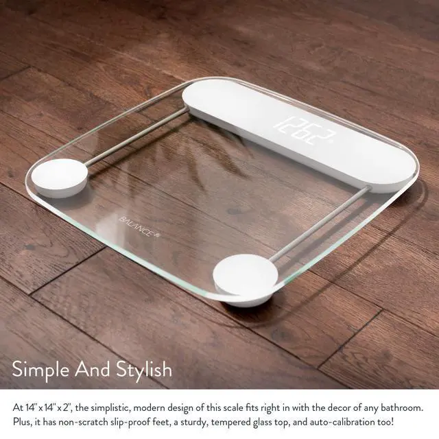 Alt view image 2 of 6 - Digital Weight Bathroom Scale, Shine-Through Display, Accurate Glass Scale, Non-Slip and Scratch Resistant, Body Weight (Clear)