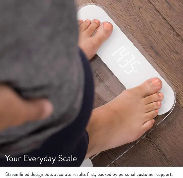 Alt view image 4 of 6 - Digital Weight Bathroom Scale, Shine-Through Display, Accurate Glass Scale, Non-Slip and Scratch Resistant, Body Weight (Clear)