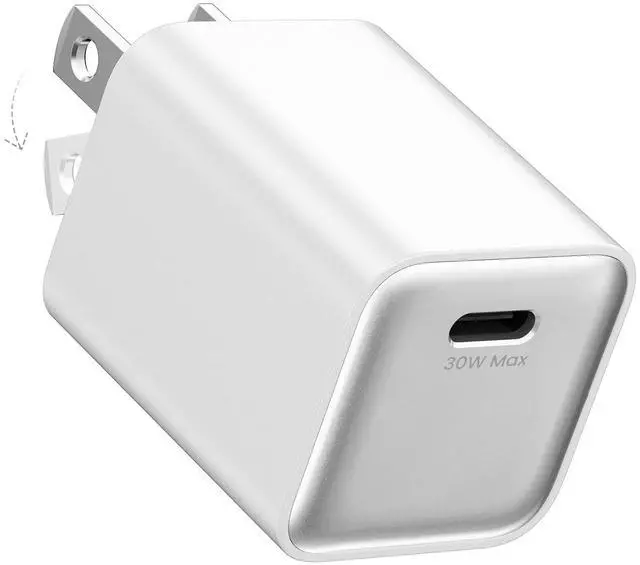 Main image of 30W Compact Wall Charger, USB C Charger Block with GaN III Tech, PD3.0 PPS QC4.0 Fast Charging Foldable Power Adapter for iPhone 16 15, Galaxy, Pixel, iPad, AirPods, MacBook Air (White, 1 PACK)