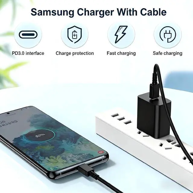 Alt view image 2 of 7 - 45W Super Fast Charging Block and 6ft USB C to C Cable Long,Type C Wall Plug and Android Phone Charger Cord for Samsung Galaxy S26/S25 Ultra/S24+/S23 Plus/S22/S21/Note20/iPhone 17 16 15 Pro Max Air