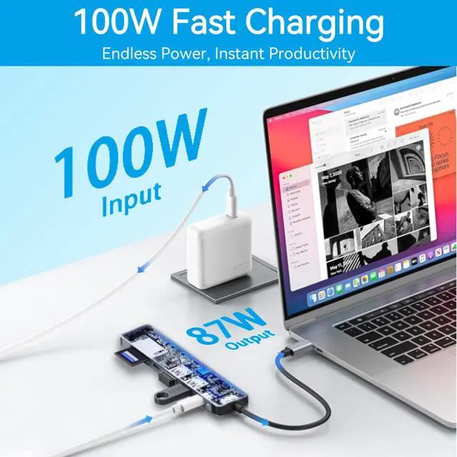 Alt view image 3 of 7 - USB C Hub Multiport Adapter, 7 in 1 USBC Dongle with 4K HDMI, 100W PD Charging, USB 3.0, SD/TF Card Reader, USB-C Docking Station for MacBook Pro/Air, Chromebook, Dell, HP and Other Type C Laptops