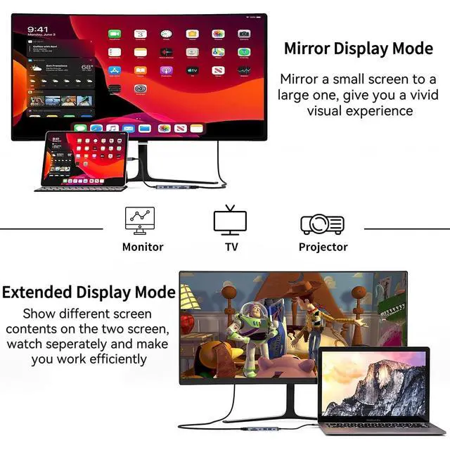 Alt view image 6 of 7 - USB C Hub Multiport Adapter, 7 in 1 USBC Dongle with 4K HDMI, 100W PD Charging, USB 3.0, SD/TF Card Reader, USB-C Docking Station for MacBook Pro/Air, Chromebook, Dell, HP and Other Type C Laptops