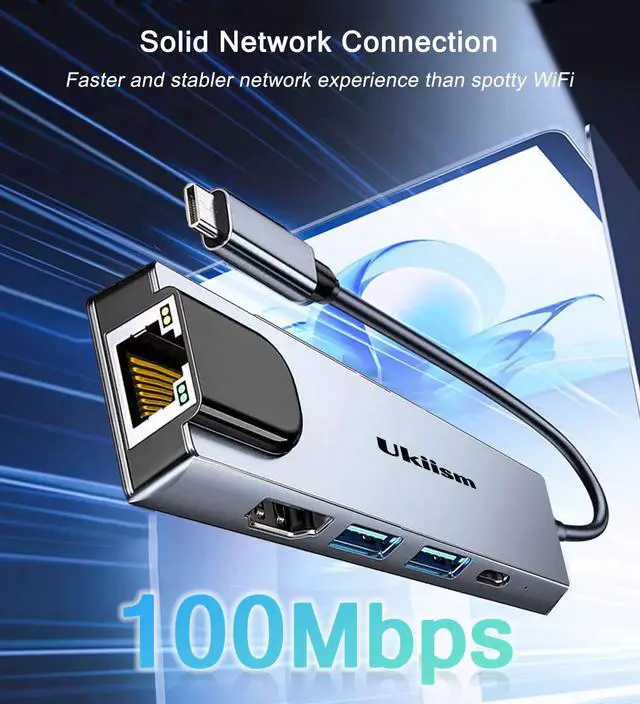 Alt view image 5 of 7 - USB C Hub 5 in 1 Multiport Adapter, USB C Hub with 4K HDMI, Ethernet RJ45, 100W PD Charging, USB 3.0 Ports, Type C Docking Station for MacBook Pro Air, iPad, Laptop
