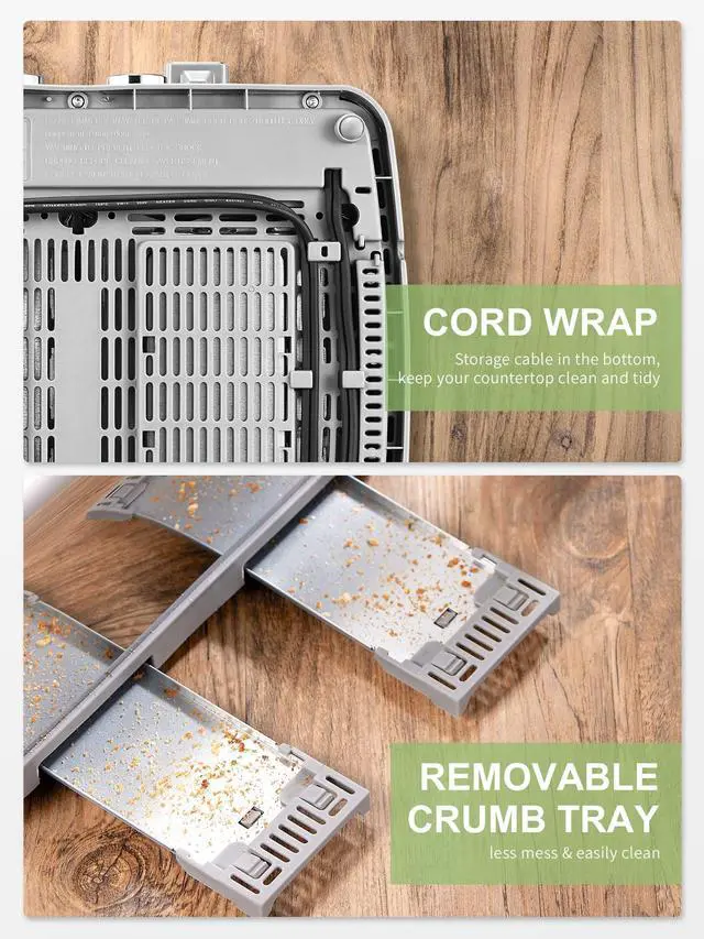 Alt view image 6 of 7 - Toaster 4 Slice, Extra Wide Slots, Stainless Steel with High Lift Lever, Bagel and Muffin Function, Removal Crumb Tray, 7-Shade Settings with Warming Rack, Silver, Yabano