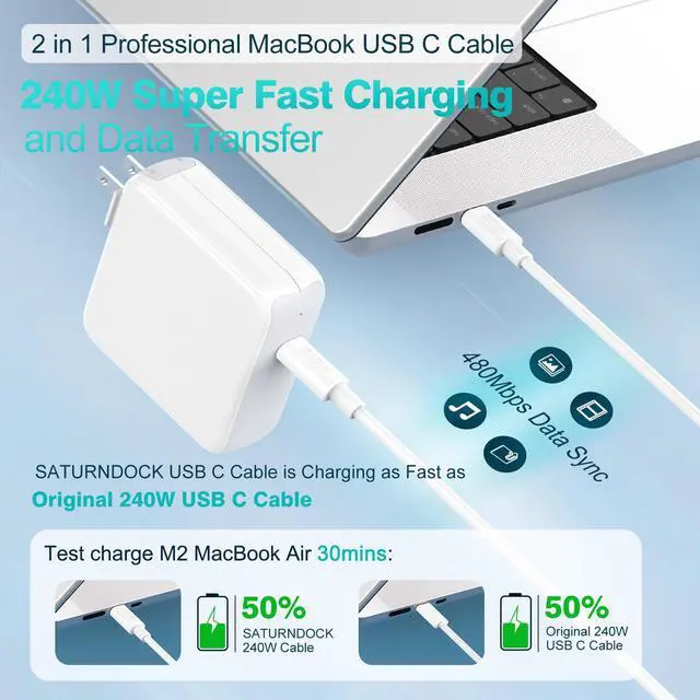 Alt view image 2 of 6 - 240W USB C to C Cable 10ft, USB-C Charger Cord Type C Fast Charging for MacBook Pro MacBook Air Charger, iPad Pro 13 12.9 11 inch, iPad Air 5 4, Mini 6, iPhone 15/15Pro, Pixel, Samsung