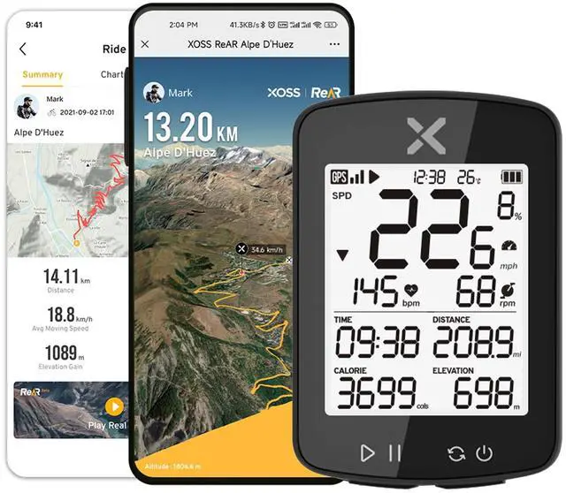 Main image of G+ Gen2 GPS Bike Computer ANT+/ Bluetooth IPX7 Waterproof Cycling Computer Rechargeable Bicycle Speedometer Odometer with 2.2 inch LCD Screen, 28 hrs Long Battery Life Fits All Bikes