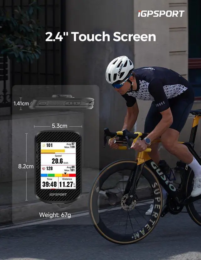 Alt view image 4 of 7 - BSC300T Wireless Bike Computer GPS, Touchscreen Offline MAP Navigation Off Course Warning Compatible with Insta360, for Ebike Road Bike MTB (Touch Screen&Button)