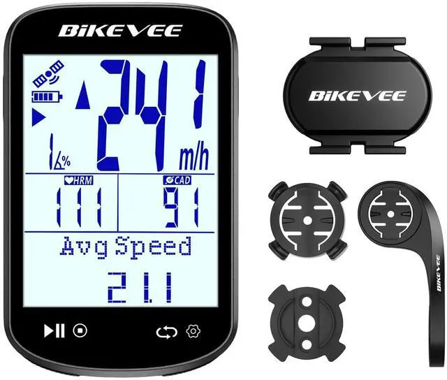 Main image of Wireless Bike Computer GPS Bundle, Speedometer & Odometer, Cadence Sensor, Auto Backlight & Auto Stop, IPX7 Waterproof, 2.6" LCD Display (New Upgraded)