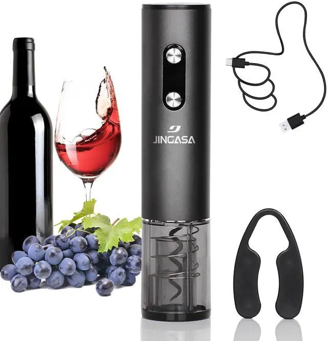 Main image of Electric Wine Opener with Automatic Corkscrew & Foil Cutter Rechargeable Type-C Corkscrew Bottle Opener for Home, Kitchen & Party, Black,1 Pack