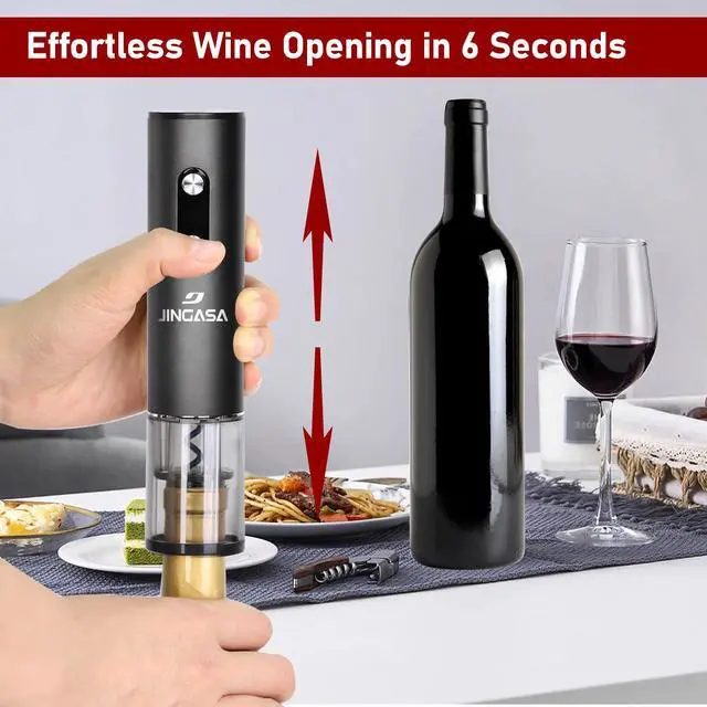 Alt view image 2 of 7 - Electric Wine Opener with Automatic Corkscrew & Foil Cutter Rechargeable Type-C Corkscrew Bottle Opener for Home, Kitchen & Party, Black,1 Pack