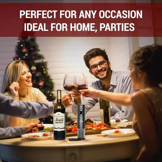 Alt view image 5 of 7 - Electric Wine Opener with Automatic Corkscrew & Foil Cutter Rechargeable Type-C Corkscrew Bottle Opener for Home, Kitchen & Party, Black,1 Pack