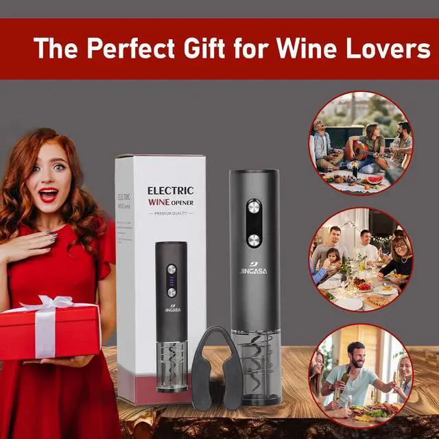 Alt view image 7 of 7 - Electric Wine Opener with Automatic Corkscrew & Foil Cutter Rechargeable Type-C Corkscrew Bottle Opener for Home, Kitchen & Party, Black,1 Pack