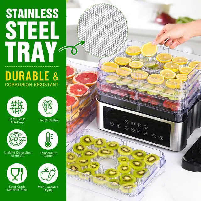 Alt view image 3 of 7 - Food Dehydrator Machine, 8 Stainless Steel Trays Food Dehydrator with 48H Digital Adjustable Timer & Temperature Control, Dehydrators for Jerky, Fruit, Veggies, Meat, Herbs, Dog Treats
