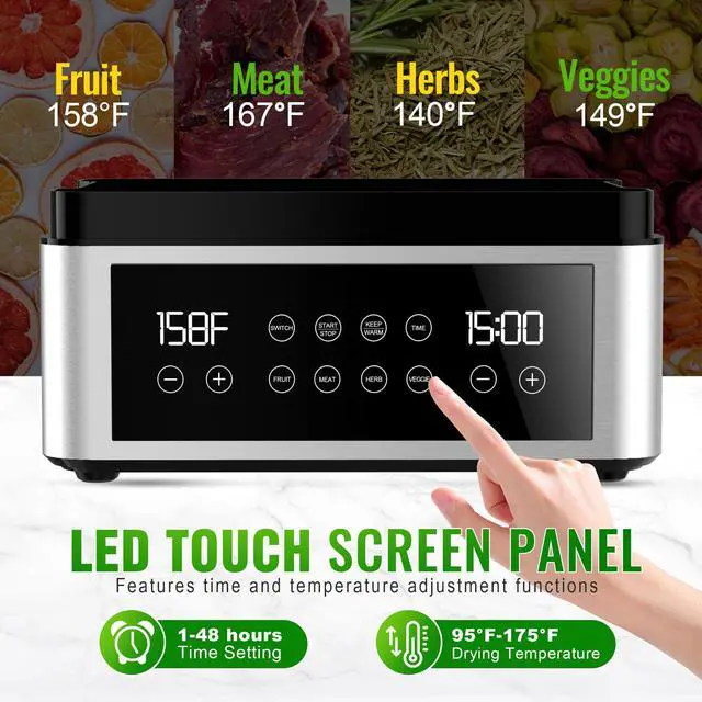 Alt view image 5 of 7 - Food Dehydrator Machine, 8 Stainless Steel Trays Food Dehydrator with 48H Digital Adjustable Timer & Temperature Control, Dehydrators for Jerky, Fruit, Veggies, Meat, Herbs, Dog Treats