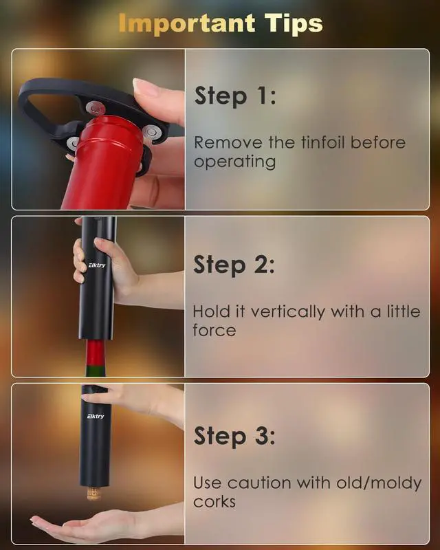 Alt view image 5 of 7 - Electric Wine Opener, Rechargeable Wine Bottle Opener, Electric Corkscrew Wine Opener with Foil Cutter, Wine Pourer&Vacuum Stoppers, USB-C Charge Cable, Ideal Gift for House Warming Wedding Party