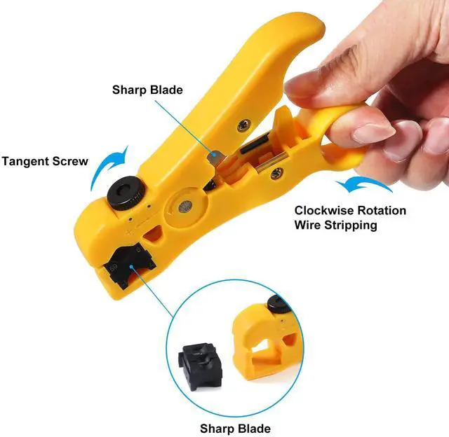 Alt view image 4 of 6 - Coaxial Compression Tool Coax Cable Crimper Kit with 10pcs F Male And 10pcs Female to Female RG6 Connectors for RG7/11 and RG59/6/6Q