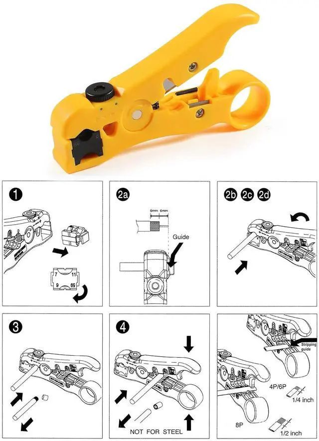 Alt view image 5 of 6 - Coaxial Compression Tool Coax Cable Crimper Kit with 10pcs F Male And 10pcs Female to Female RG6 Connectors for RG7/11 and RG59/6/6Q