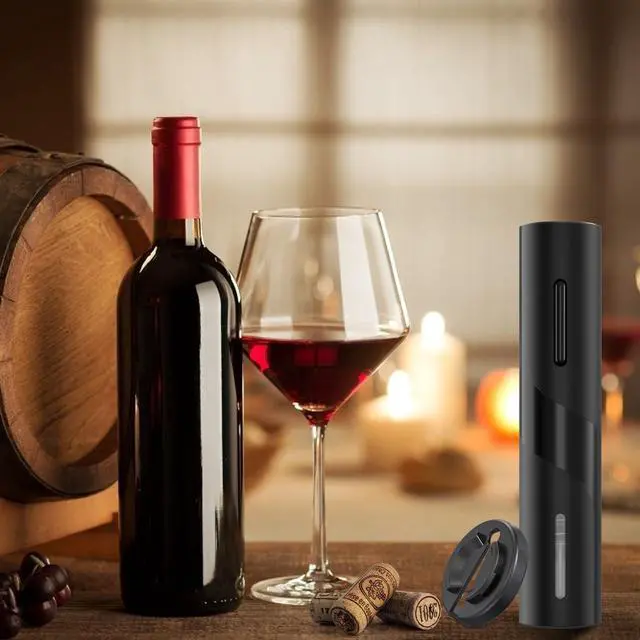 Alt view image 5 of 6 - Electric Wine Opener, Battery Operated Wine Bottle Openers with Foil Cutter, One-click Button Corkscrew Remover for Home Kitchen Party Wedding
