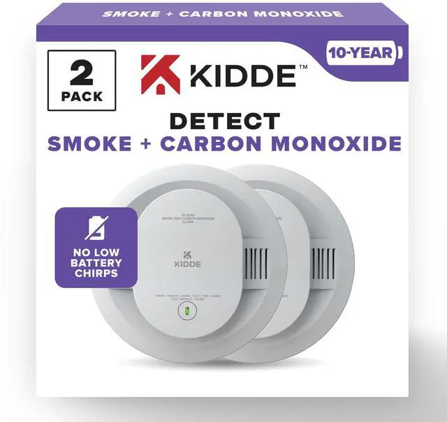 Main image of Smoke & Carbon Monoxide Detector, 10-Year Battery Powered, LED Warning Light Indicators, 2 Pack