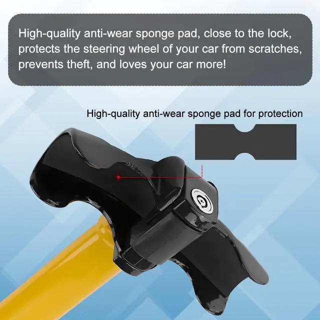 Alt view image 4 of 6 - Car Steering Wheel Lock, Anti Theft Vehicle Rotary Steering Wheel Cylinder Security Locking Device with 2 Keys, Heavy Duty Automotive Travel Accessories, Universal for SUV RV Truck